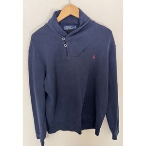 Polo Ralph Lauren Men's Shawl Collar Sweater Pullover Cotton Navy Size L - Mint!